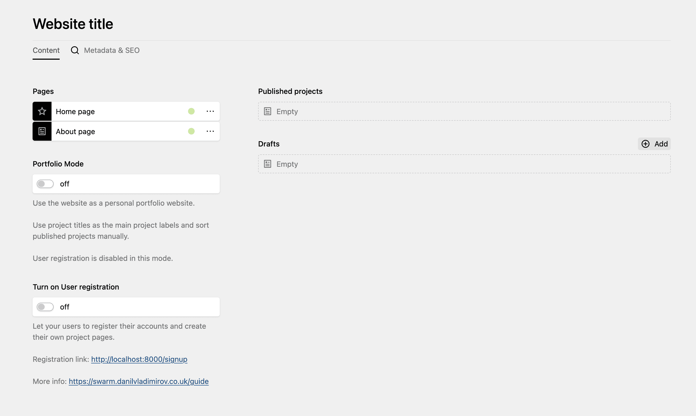 Swarm Portfolio Mode